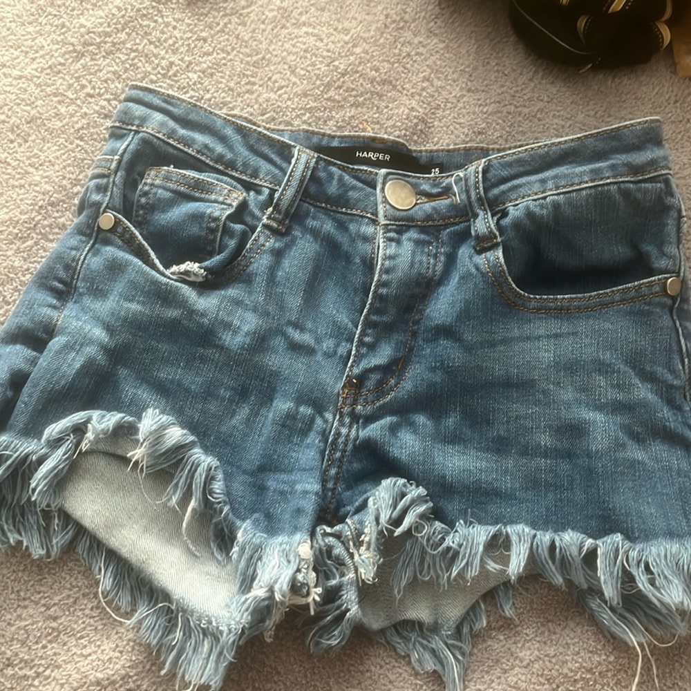 Harper brand denim shorts with frayed hem
